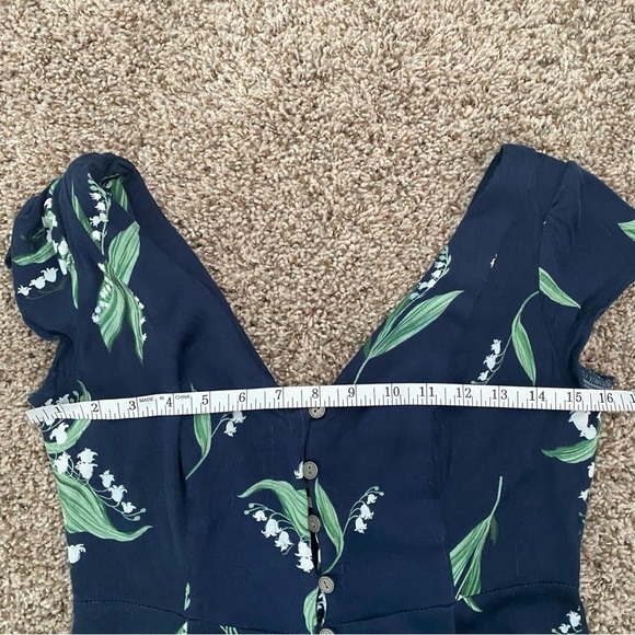 Urban Outfitters Malena Navy Floral Button-Down Midi Dress Size Small - Picture 12 of 16